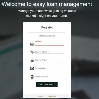 Picture showing the registration screen of the Triad Loan Access Portal Picture showing the registration screen of the Triad Loan Access Portal