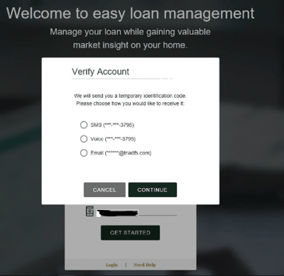 picture showing the verify account screen on Triad's Loan Access Portal picture showing the verify account screen on Triad's Loan Access Portal