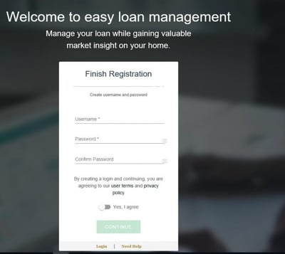 Image of registration screen in the Triad Loan Access Portal