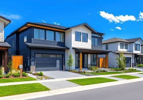 Manufactued home in a neighborhood with green grass in front. Concept for cost of manufactured home in 2025.